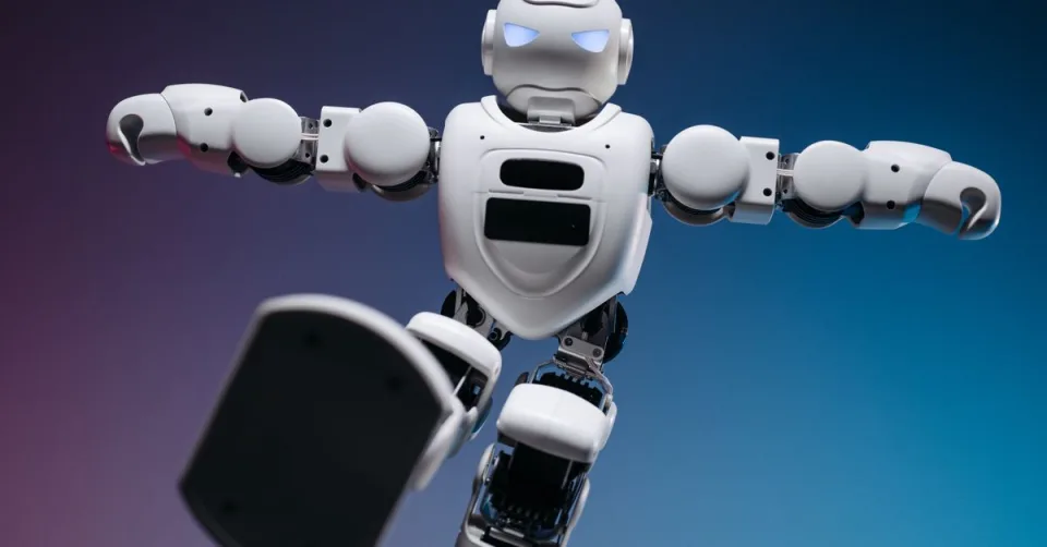 Robot humanoïde piloté par un modèle d'IA unifié Gemini Robotics 2