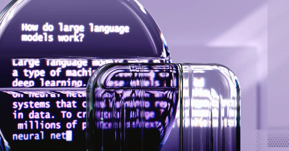 Visualisation abstraite d'un réseau neuronal représentant un grand modèle de langage de Microsoft